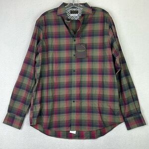 Thomas Dean Green Check Performance Shirt Long Sleeve NWT Men’s Size XL